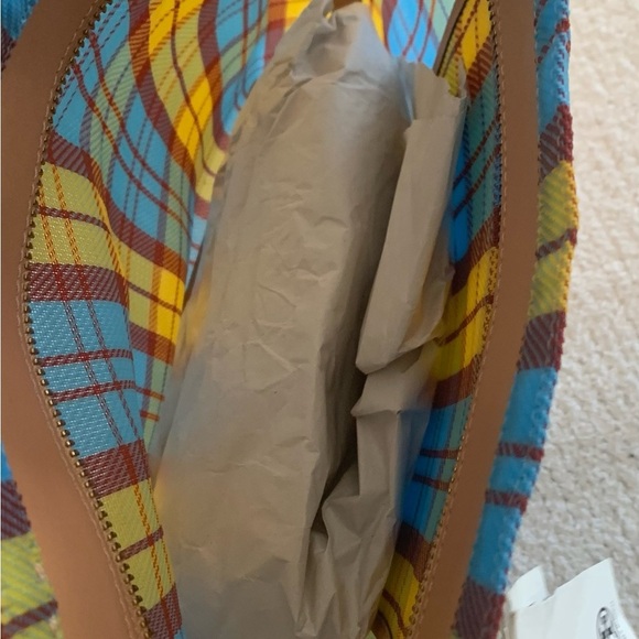 Tory Burch Multicolor Plaid Tote Bag NWT - Picture 2 of 4